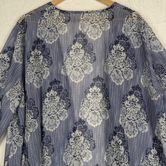 Fly Curvy Kimono Cover Up 2XL Blue White Floral Plus Size Cover-up - Picture 8 of 13